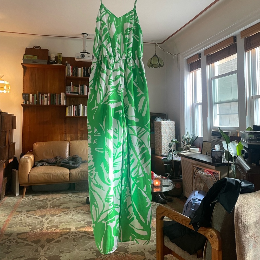 Lily Pulitzer Target Green White Botanical Boom Boom Spaghetti Strap Jumpsuit